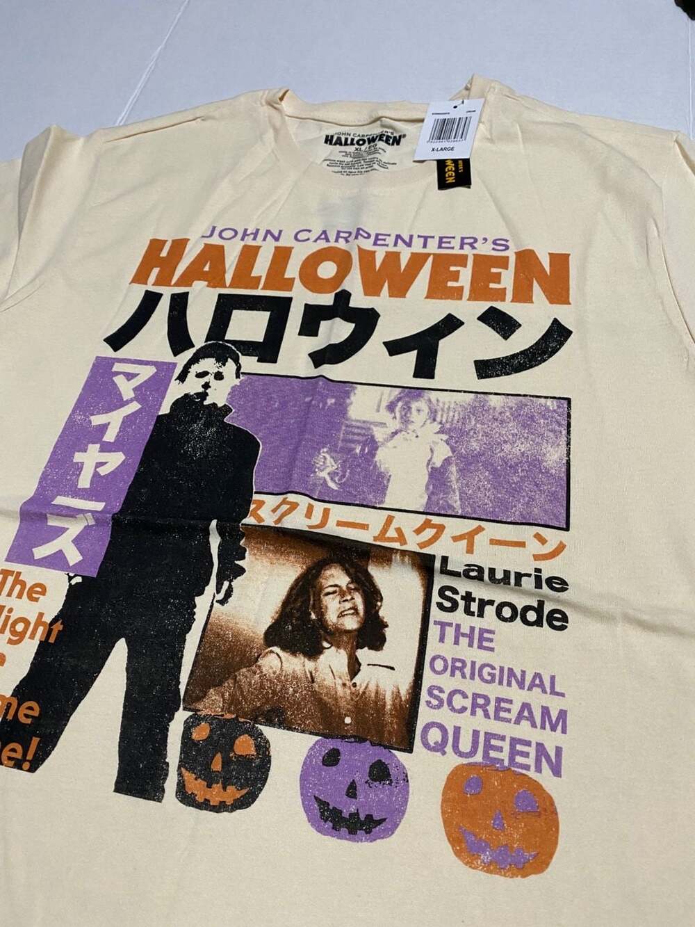 John Carpenter's Halloween Michael Myers Japanese Graphic T-Shirt Cream Size XL